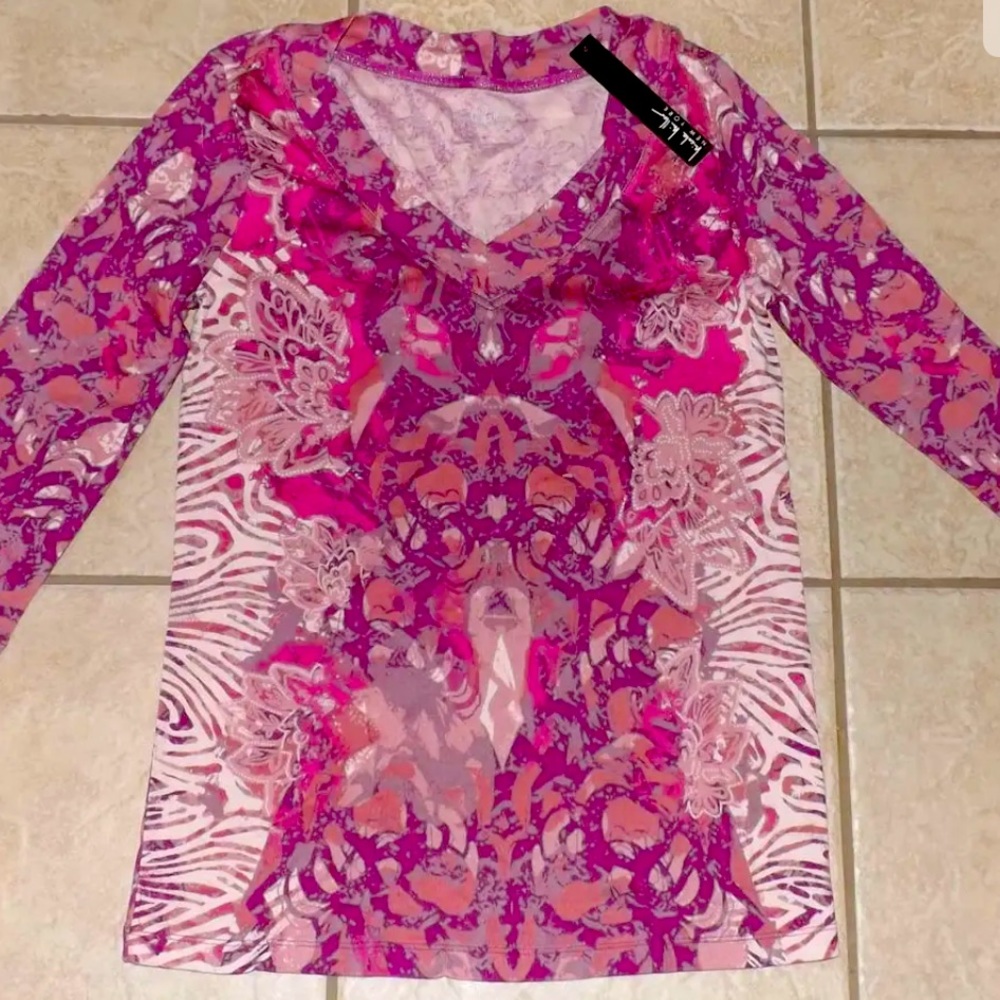 Nicole Miller Hot Pink Zebra top